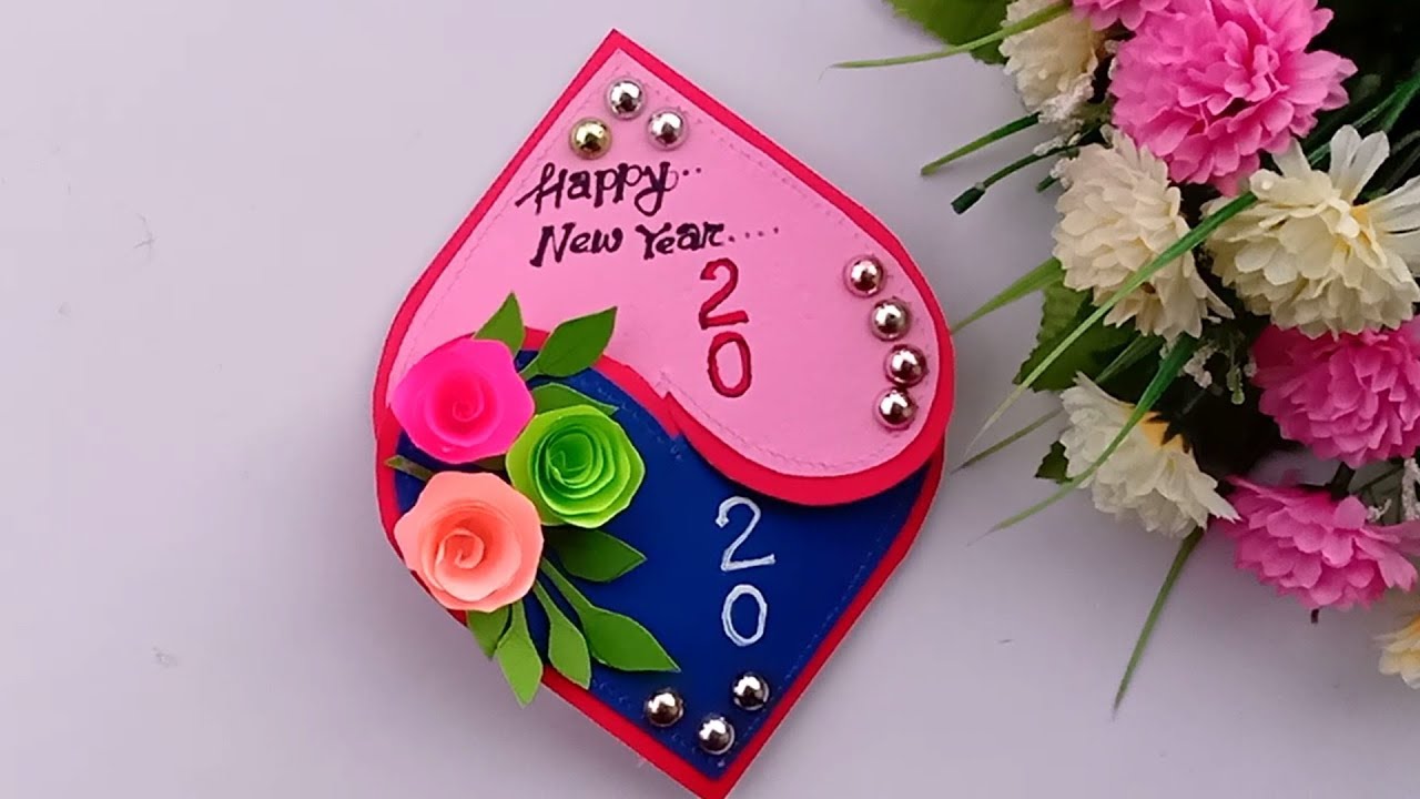 Beautiful Handmade Happy New Year 2020 Card Idea / DIY Greeting ...