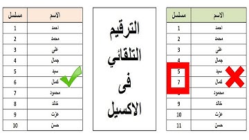 الترقيم التلقائي في الاكسل