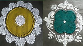 |Learn to make Two Simple&Creative Muggulu using one Colour|Kolam with easy techniques of Spoon