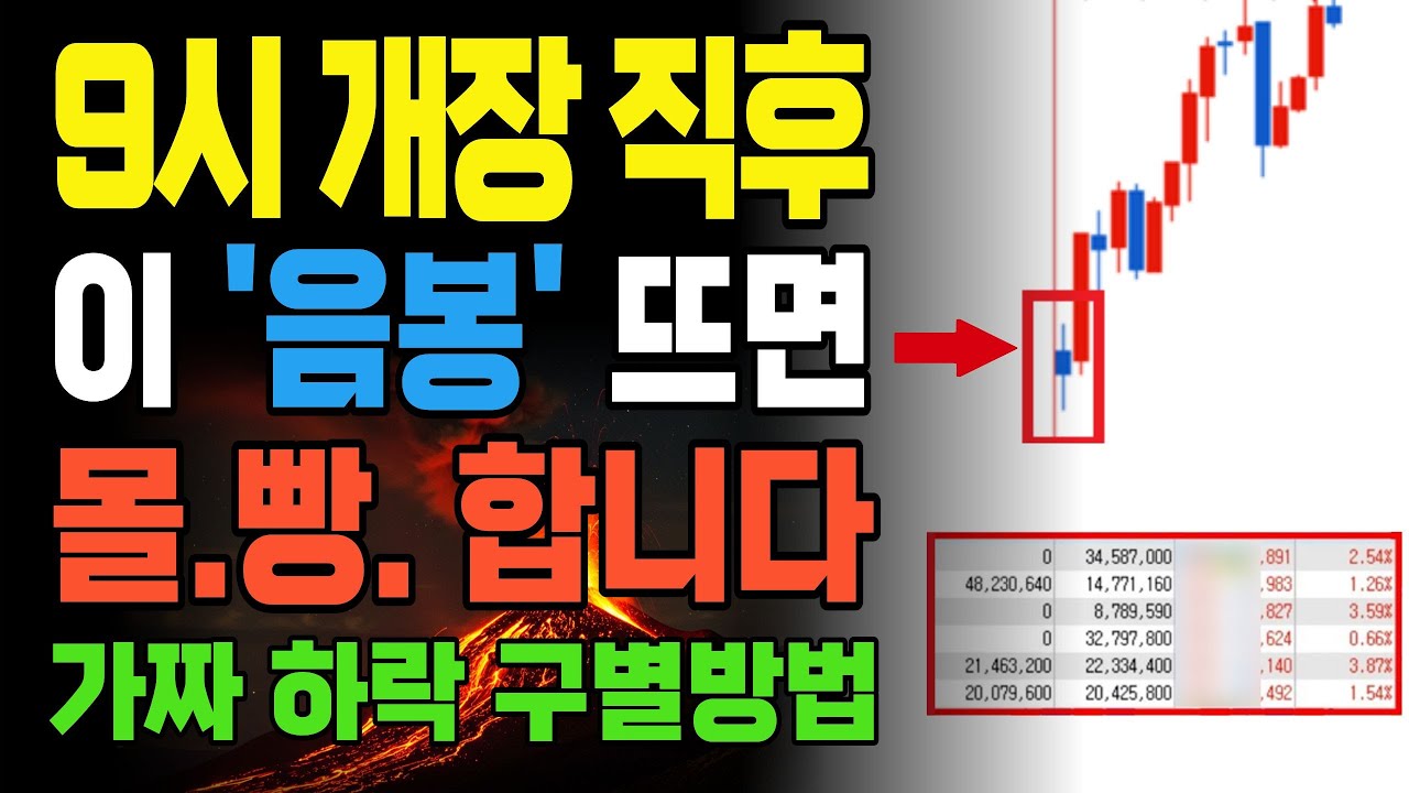 회사퇴직 후, 월5천 벌고 있는 시초가매매법. 이 '음봉' 뜨면 바로 몰빵하세요. 열에 아홉은 먹습니다.