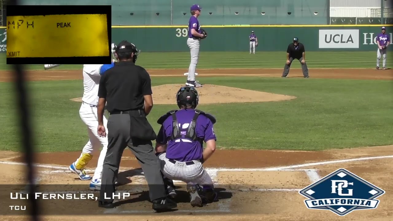 Видео с перспективным игроком Ули Фернслером, леворукий питчер, TCU.