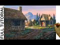 Acrylic Landscape Painting TUTORIAL / Old Village Houses / JMLisondra