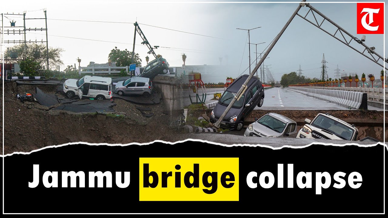 Dramatic footage of a portion of a bridge on Tawi river in Jammu caving in. Watch