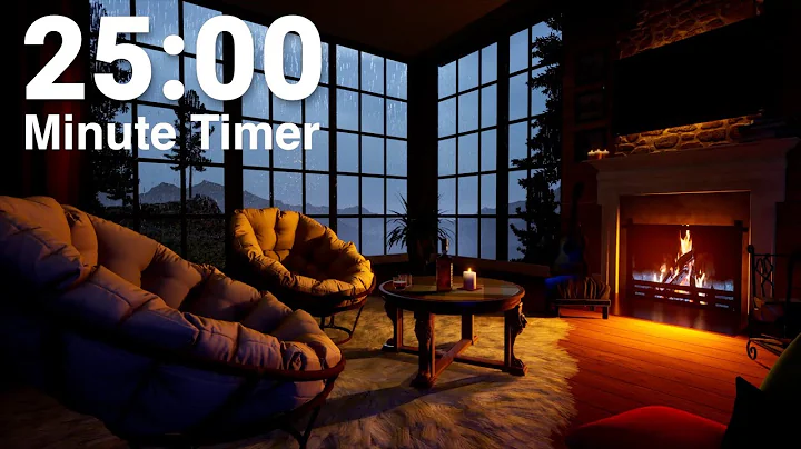 25 Minute Autumn Classroom Timer 🍁 Rainy Day and Cozy Fireplace 🔥 Jazz Music