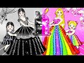 Who Can Win The DIY Paper Game Machine? - Black Wednesday Addams vs Pink Rapunzel - WOA Doll Crafts