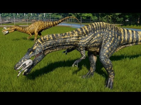 Jurassic World Evolution - 2 Sauropelta & 2 Suchomimus Breakout & Fight ...