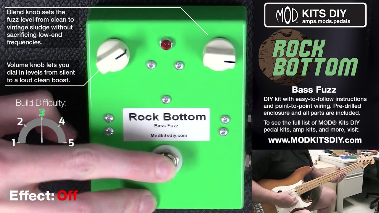 MOD® Kits DIY Rock Bottom Pedal Demo (Bass Fuzz) - YouTube