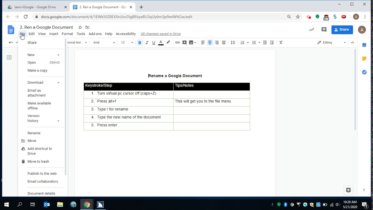rename-a-google-document-using-jaws-youtube