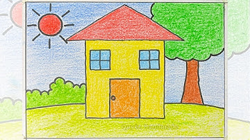 Hướng dẫn vẽ ngôi nhà đơn giản | Cách vẽ ngôi nhà đơn giản | Vẽ ngôi nhà bằng hình học