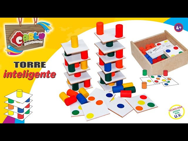 Brinquedo Jogo Educativo Pedagógico Torre Inteligente Carlu Empilhar Menino  Menina 3 Anos