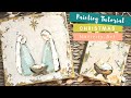 How to paint an acrylic Christmas nativity and manger with palette knife.