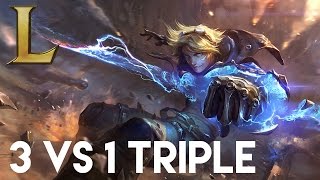 Ezreal 3 vs 1 Triple Kill!