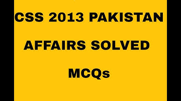 CSS 2013 Pakistan Affairs Solved MCQs in Hindi Urdu