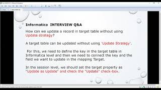 Informatica Powercenter, Interview Q & A,update without Update Strategy