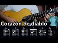 Corazón de diablo - Tutorial guitarra - Alfredo Larico - TABS + Acordes - Guitarra andina