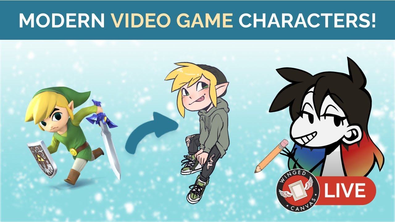 🔴 Video Game Characters with a MODERN Twist!✍🏼 LIVE Cartooning with  Jessie Chang - YouTube