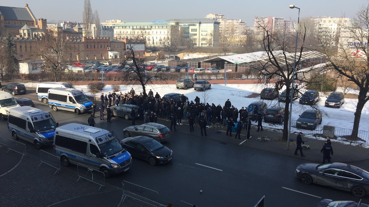 Ajax riot next to the Legia Warsaw stadium