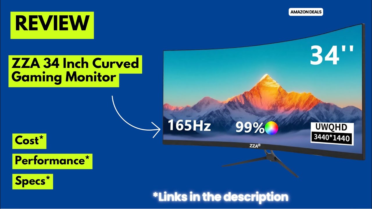 Обзор 34-дюймового изогнутого игрового монитора ZZA (2025) | 165 Гц, QHD Ultrawide, HDR10, 21:9, ...