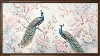3 HOURS Chinoiserie Peacocks 4K TV Screensaver with Relaxing Asian Zen Music | Living Room Wallpaper screenshot 3