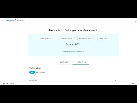 Module Test- Building up your Gears result  | Core Java internshala