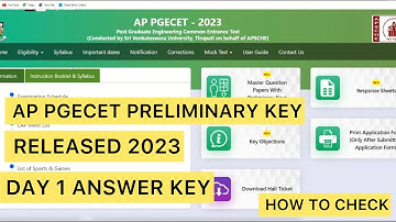 AP PGECET 2023 ANSWER KEY RELEASED | HOW TO CHECK PGECET PRELIMINARY KEY