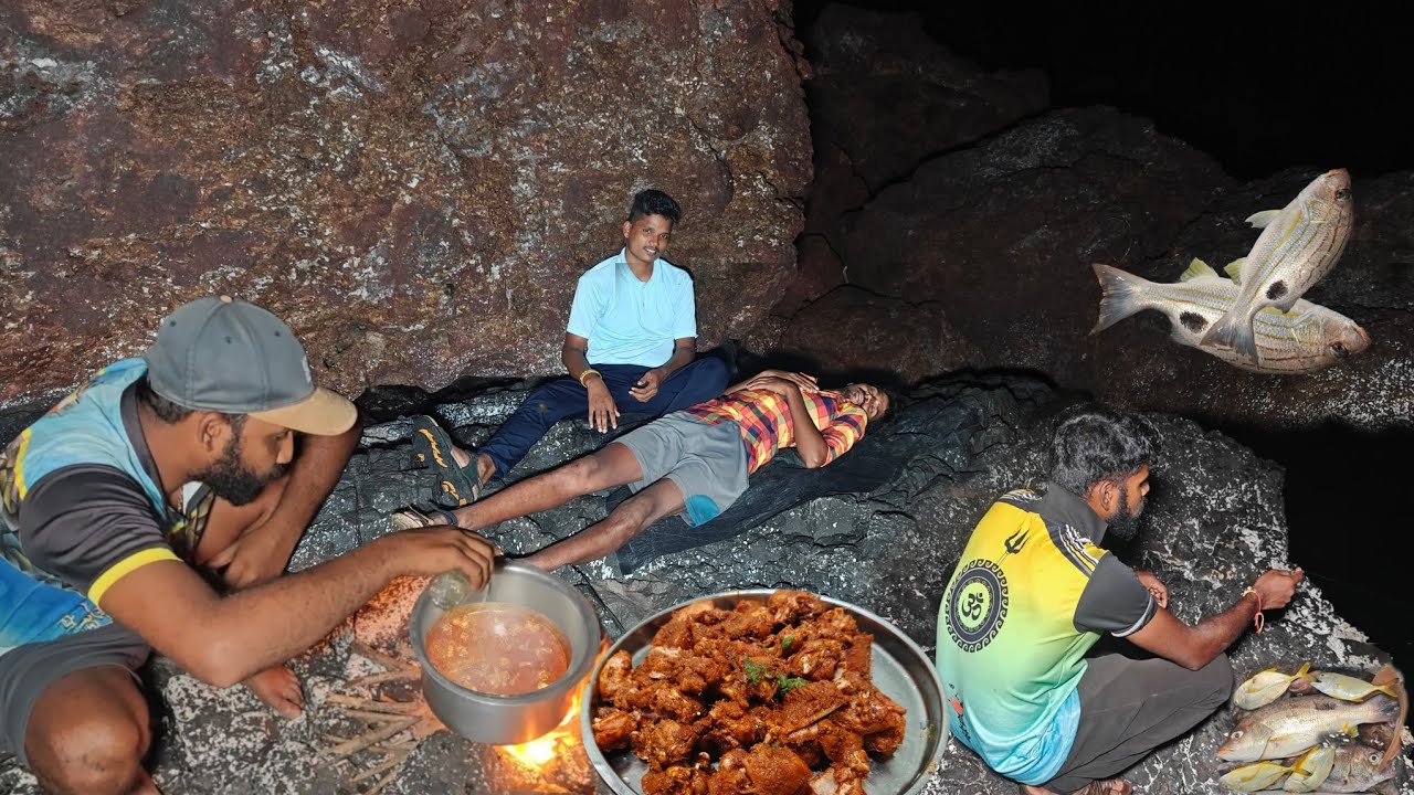 समुद्रावर मासे पकडून केली चिकन पार्टी , समुद्रवर बनवला चिकन | Fishing and cooking @TejaGurav