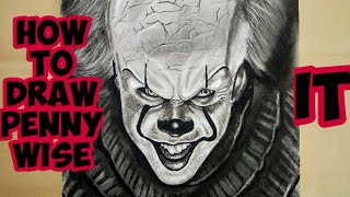 How to draw PENNY WISE |IT| |charcoal| screenshot 5