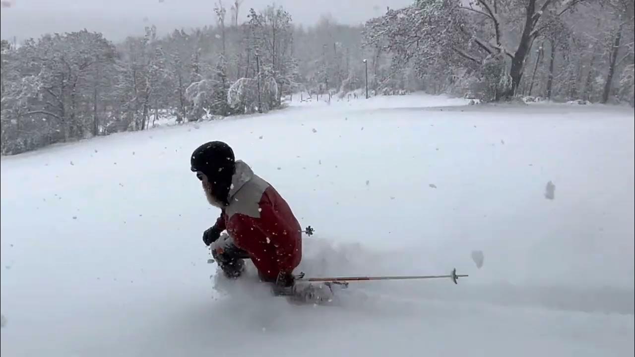 October Powder Day Telemark Skiing at Mt. Zion Ski Hill, Ironwood. MI