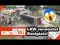 LKW Fahrer verliert Kontrolle über Fahrzeug! Chaos auf Raststätte! | Kabel Eins | Achtung Kontrolle