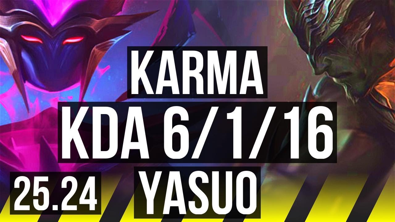 KARMA & Nami vs YASUO & Nautilus (ADC) | Good KDA: 6/1/16 | NA Master | 25.24
