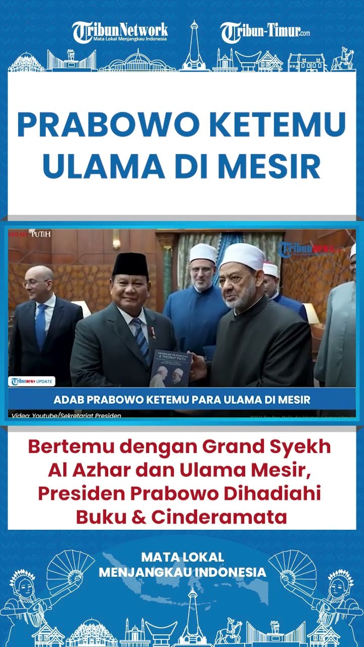 SHORT Momen Prabowo Dihadiahi Buku \u0026 Cendramata Usai Bertemu Grand Syekh Al Azhar dan Ulama Mesir