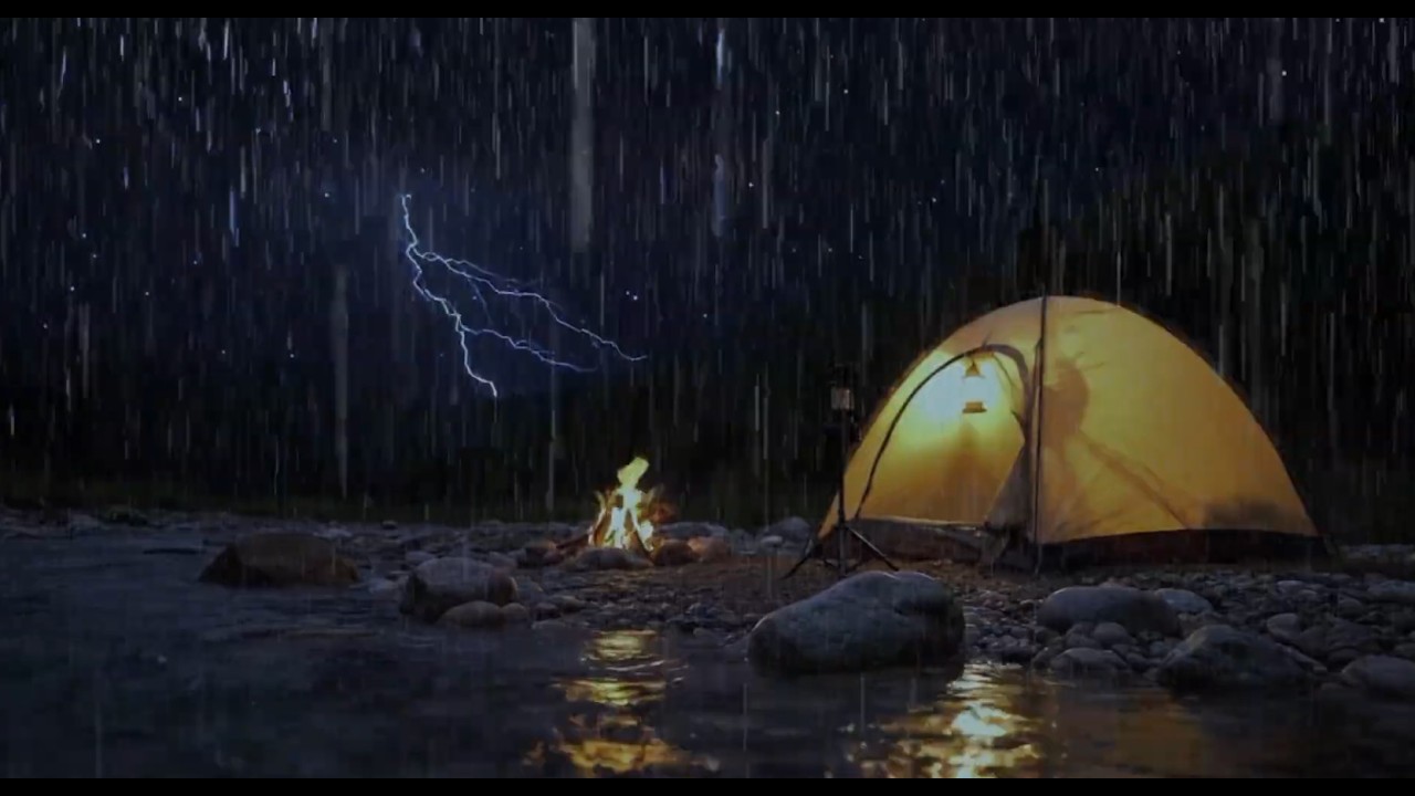 Heavy Rain and Thunder Sounds for Sleeping | Cozy Riverside Tent All ...
