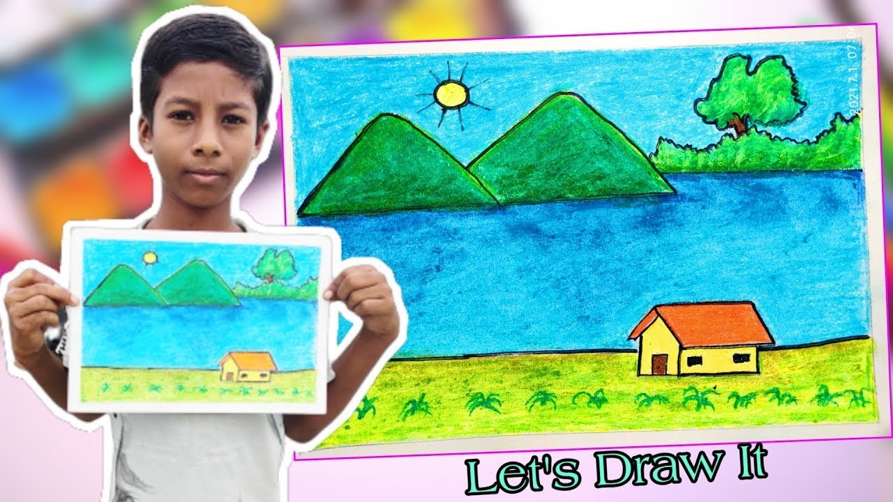 Kids Scenery Drawing Step by Step - YouTube