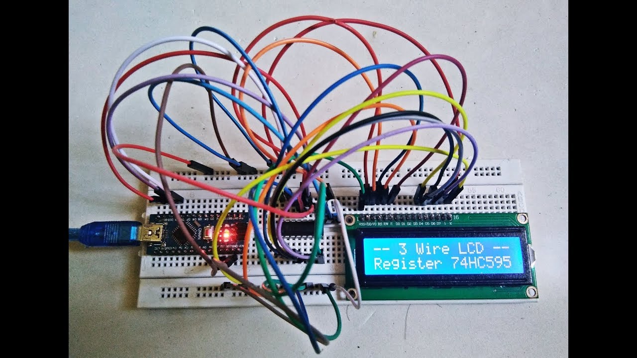 3 Wire LCD Arduino With IC 74HC595 - YouTube