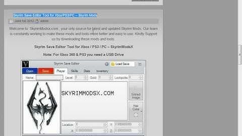 Skyrim Mods - Skyrim Save Editor Download