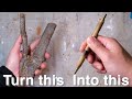 【木軸ぺん】枝からペンを作る Wood pen turning natural wood for mechanical pencil.