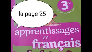 mes apprentissages en Français 3AEP la page 25