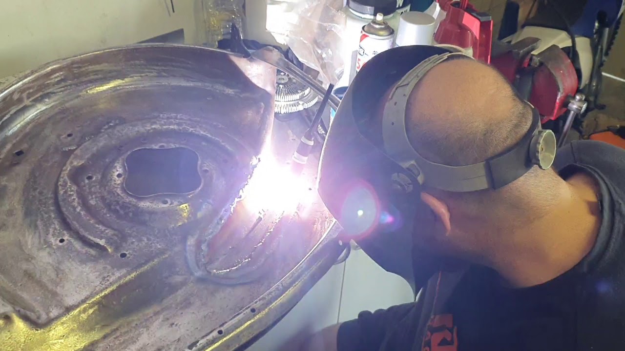 Yardman mower deck repair - TIG weld smoothing - YouTube