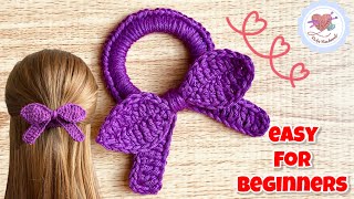 YOU WILL LOVE IT‼ Super Easy Crochet  Bow Hair Tie / Crochet Tutorial  โบว์มัดผมโครเชต์