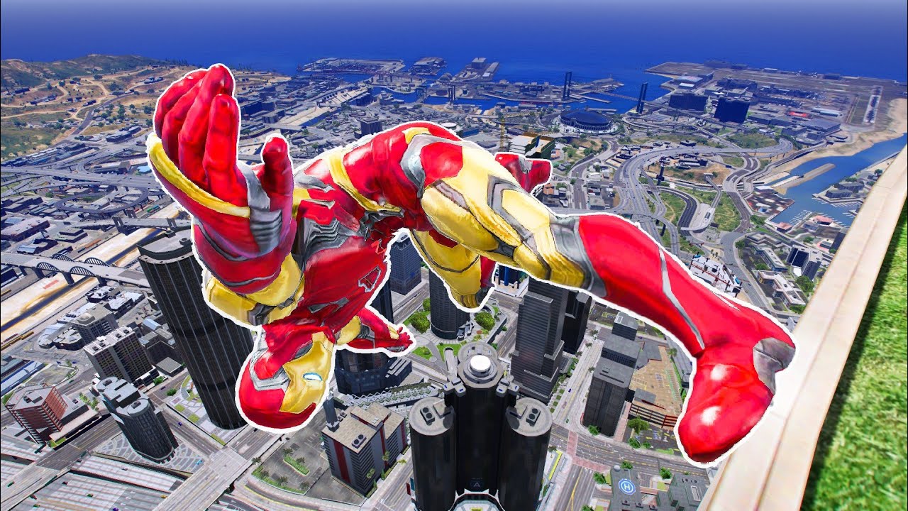 IRON MAN CRAZY JUMPS/FALLS #5  (GTA 5 Ironman Fails)
