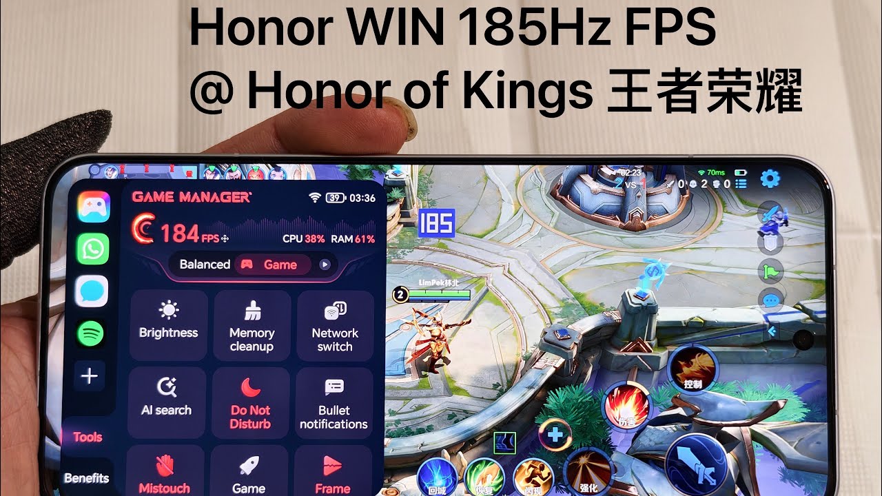 Honor WIN 185Hz FPS Honor of Kings 王者荣耀