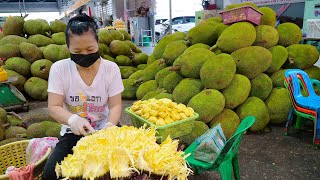 buah sizet terbesar!! keterampilan memotong nangka yang luar biasa - makanan jalanan Thailand