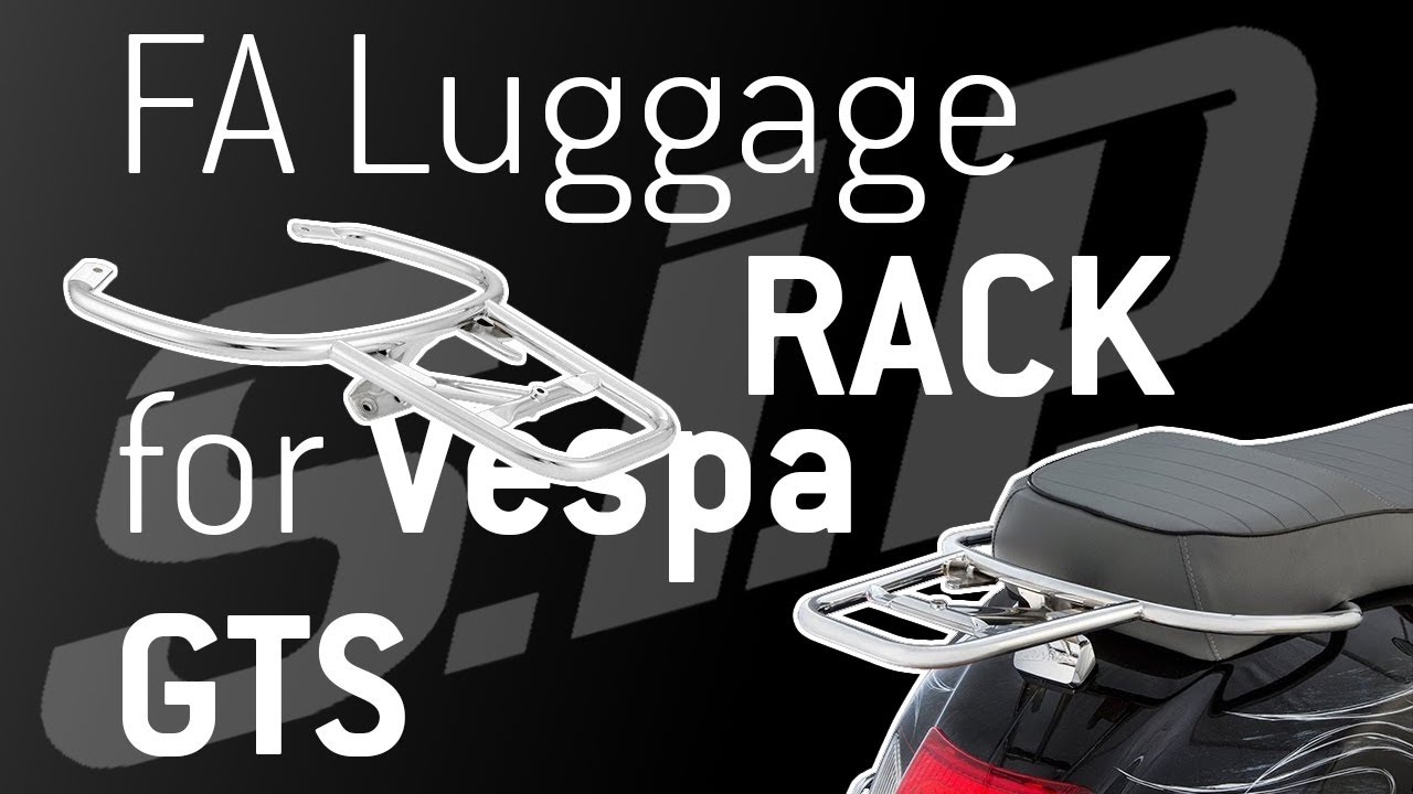 TAZGANTAX Motorcycle Rear Luggage Rack For Vespa GTS250/GTS300/GTV300 (2008-2022) – Chrome/Black Steel Cargo Rack & Grab Bar