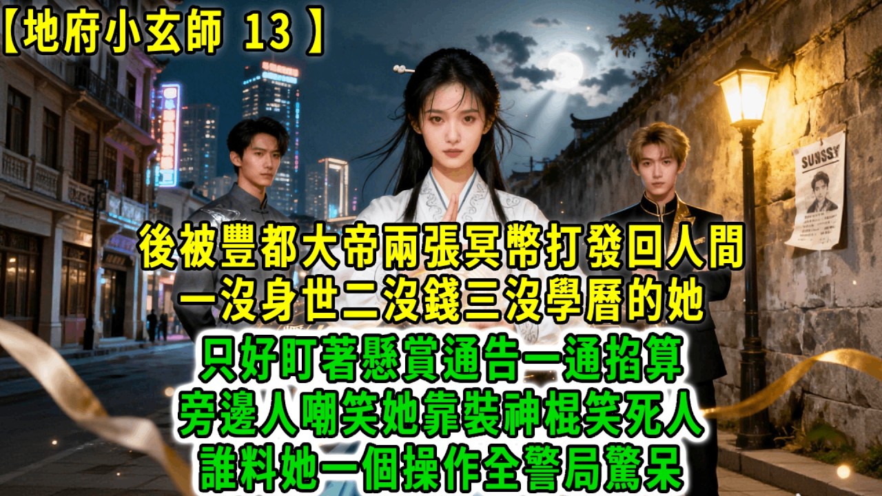 地府小玄師13.在地府稱霸千年的時一，被豐都大帝兩張冥幣打發回人間，一沒身世二沒錢三沒學曆的她，只好盯著懸賞通告一通掐算，旁邊人嘲笑她靠裝神棍笑死人，誰料她一個操作全警局驚呆！#荷上清風 #爽文