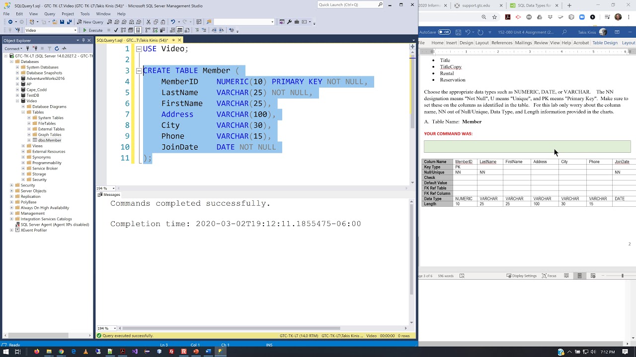 Databases - Unit 4 Chapter 7 Homework Part 1 - Spring 2020 - YouTube