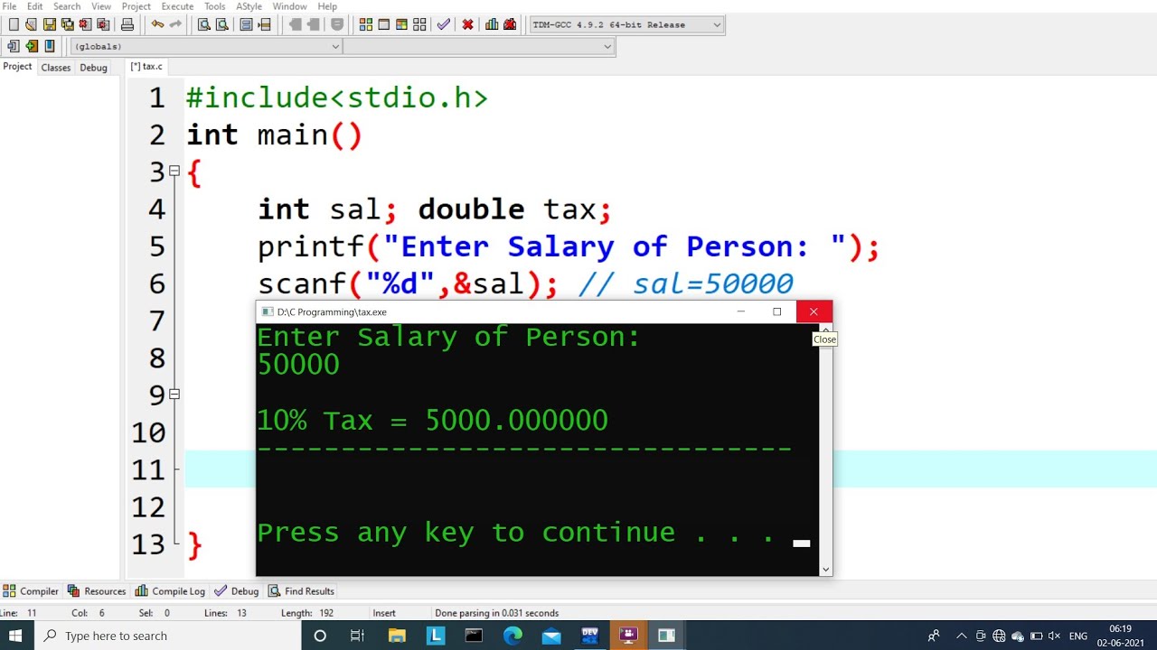 c-program-to-calculate-tax-on-a-salary-learn-coding-youtube