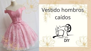 cómo hacer un vestido hombros caídos. trazo plano de vestido hermoso. #nadialuz #vestidoselegantes