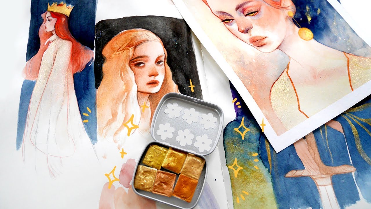 Using gold watercolors YouTube