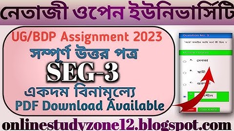 UG/BDP Assignment 2023 SEG - 3 PDF Download Available/#nsouassignment #nsou #nsouonline #exam