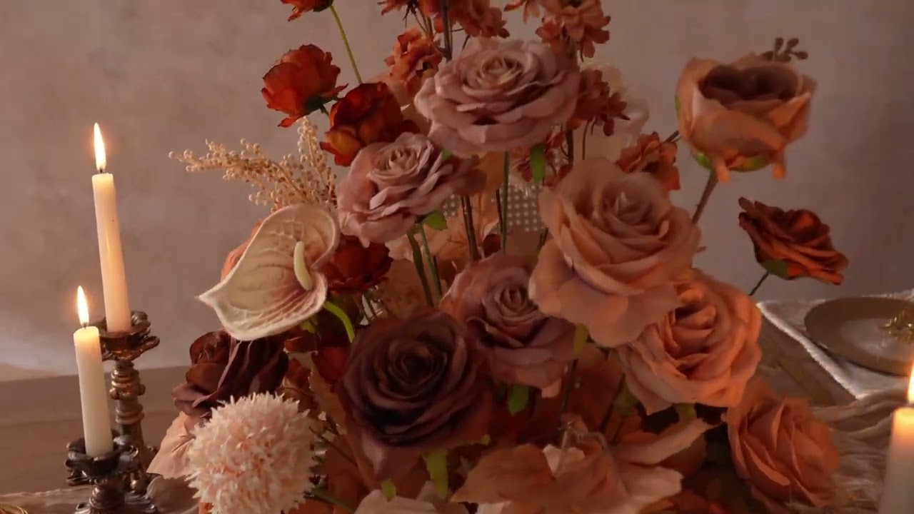 A9057 Искусственная кофейно-коричневая роза для свадебного стола, цветочная композиция, реквизит ...